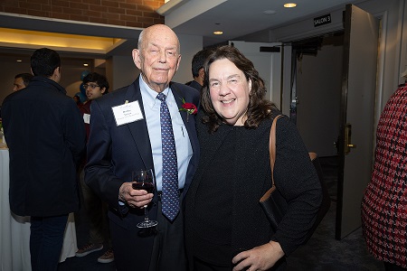 Medal of Excellence recipient Admiral Bobby R. Inman (USN-Ret.) and CEE Programs VP Maite Ballestero